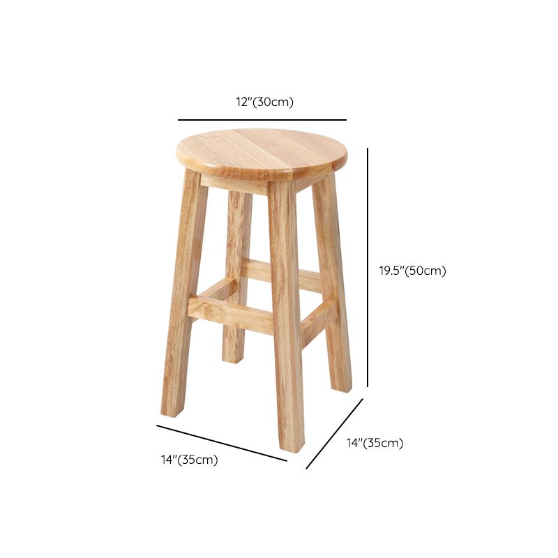 Solid Wood Bar Stool Backless Armless Counter Stool for Dining Room