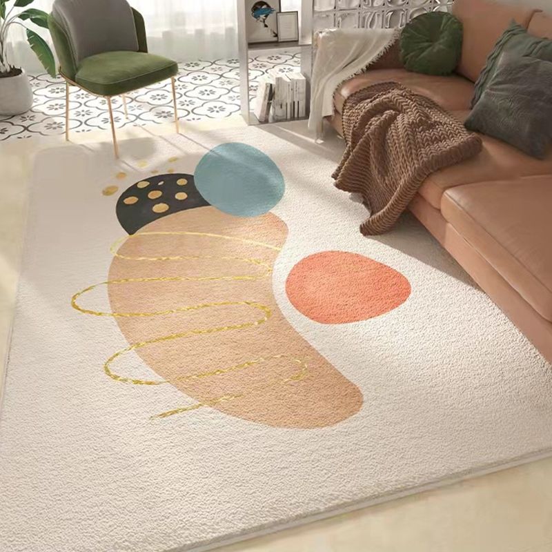 Gray Modern Rug Polyester Irregular Fringe Rug Washable Rug for Living Room