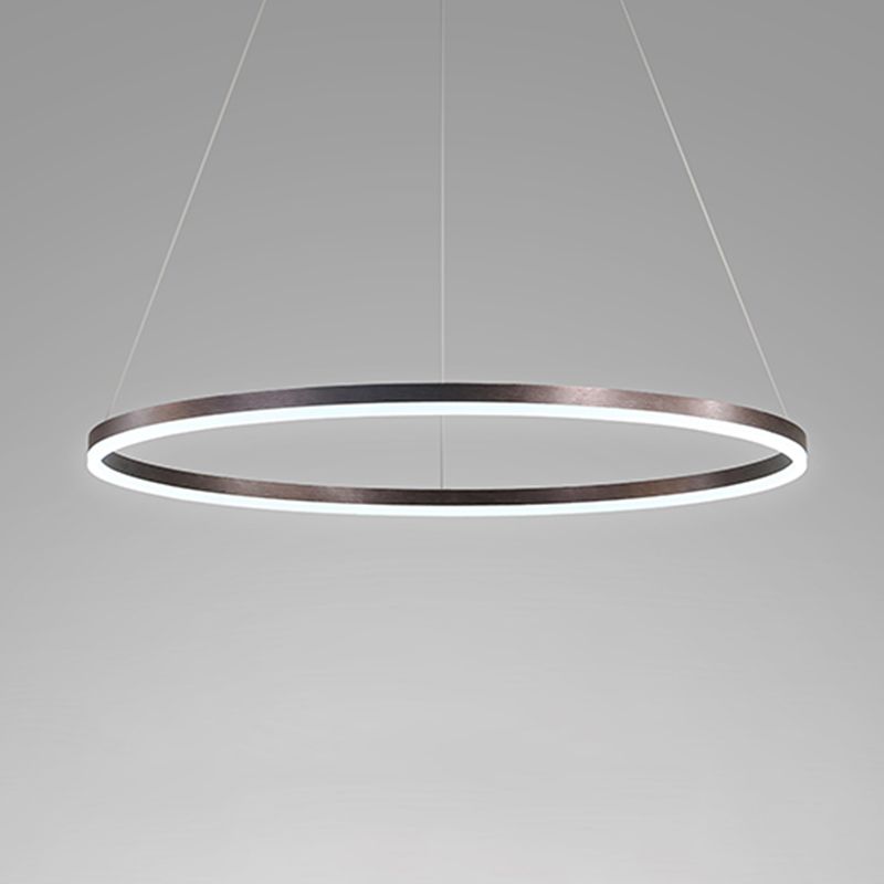 Modern Aluminum Ceiling Hung Fixture Brown Circle Down Lighting Pendant