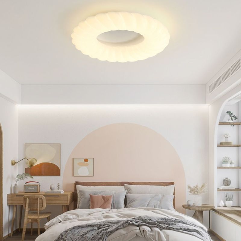 LED Modern Metal Flush Mount Rope Shape Ceiling Light with Plastic Shade for Living Room