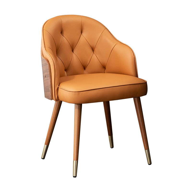 Silla de comedor de cuero de microfibra estilo Glam, silla con brazo trasero sólido