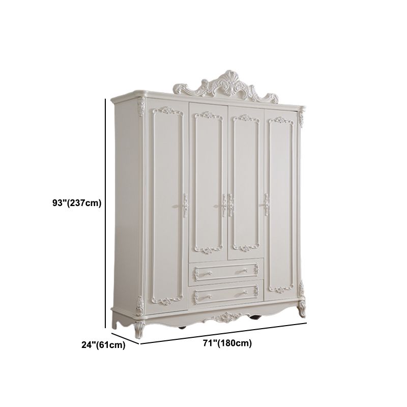 Traditional Wardrobe Armoire White Wooden Wardrobe Cabinet with Legs