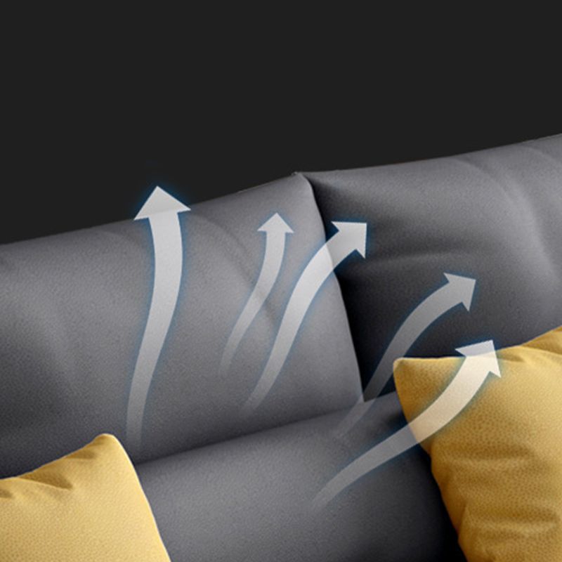 Contemporary Cushions Square Arm Living Room Faux Leather Stationary Sofa