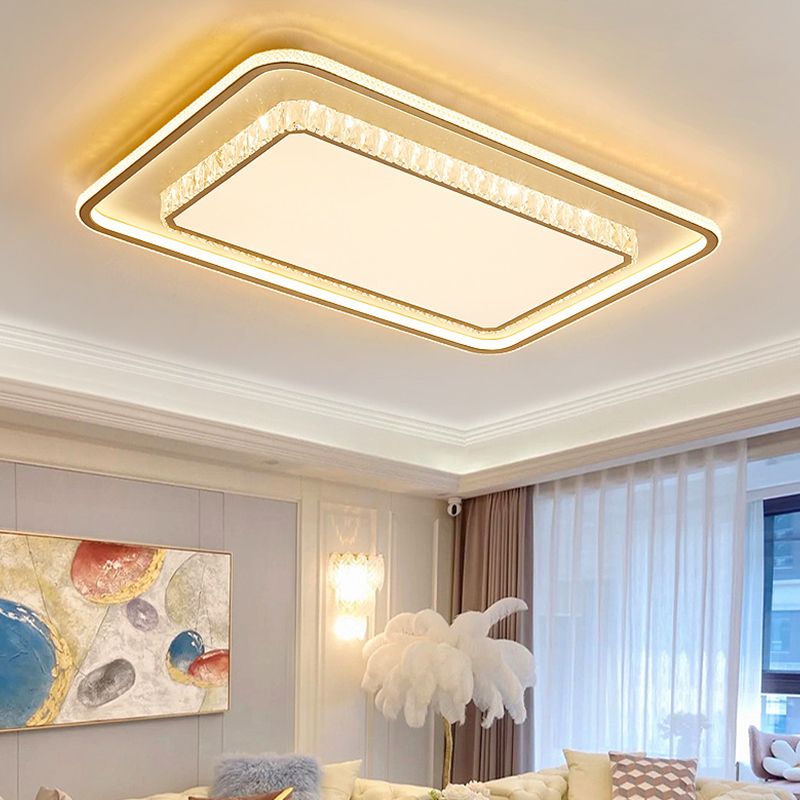 Contemporary Crystal Ceiling Light Multi-Layer LED Flush Mount Light for Living Room