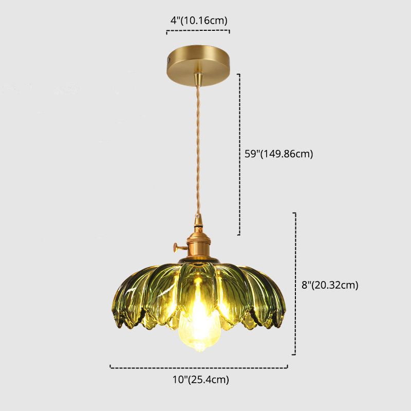 Hanging Pendant Light Vintage Style Glass Petal Hanging Light Fixture for Bedroom