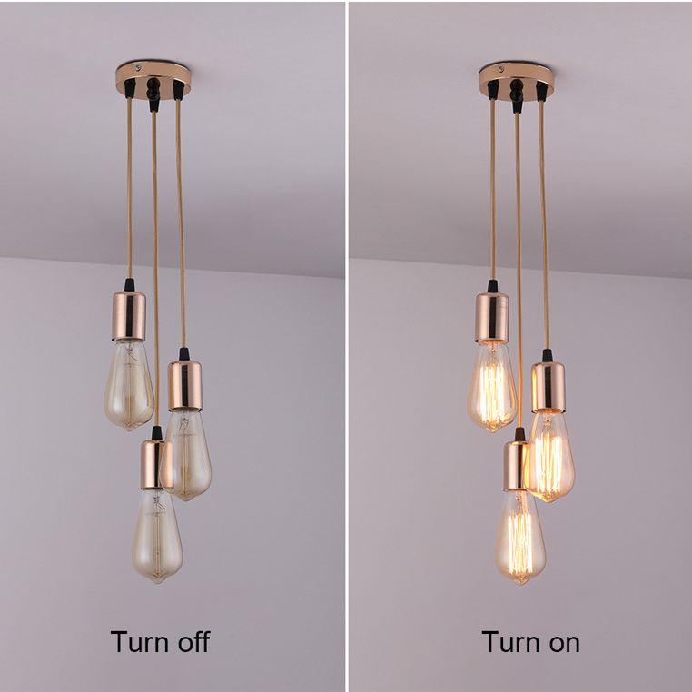 Exposed Bulb Restaurant Down Lighting Pendant Simplicity Metal Hanging Ceiling Light