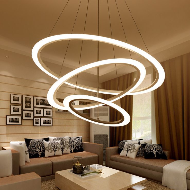 Modern Round Chandelier Light Fixtures Acrylic Hanging Light Kit for Restaurant