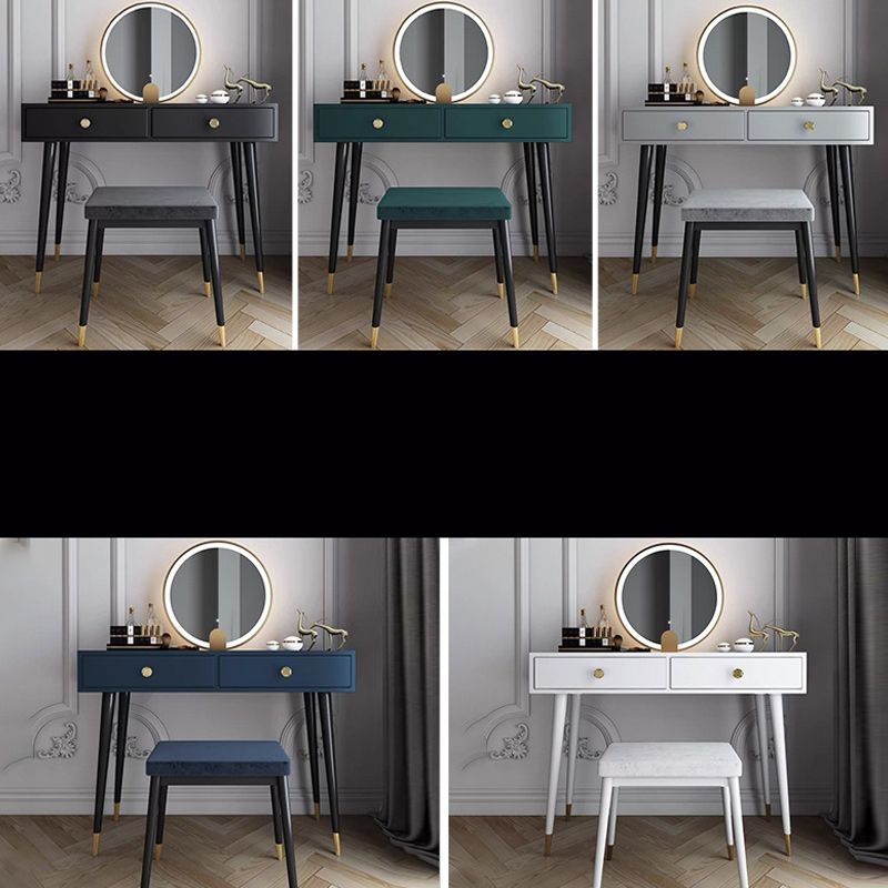 Modern Solid Wood Vanity Dressing Table with Mirror and Stool