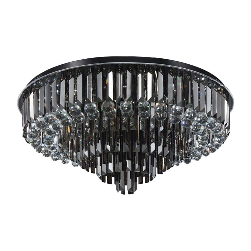 23.5"/31.5" Wide Modern LED Flushmount with Crystal Prisms Shade Stainless-Steel Tapered Ceiling Lighting, Warm/White Light