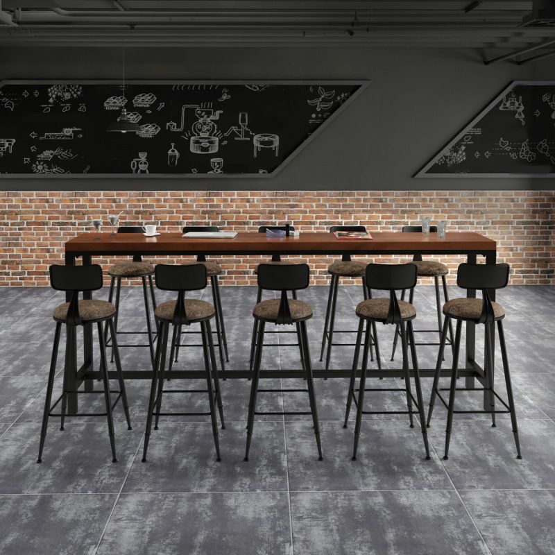 Industrial Bar Table Set 1/6/11 Pieces Solid Wood Counter Table with Upholstered Stools