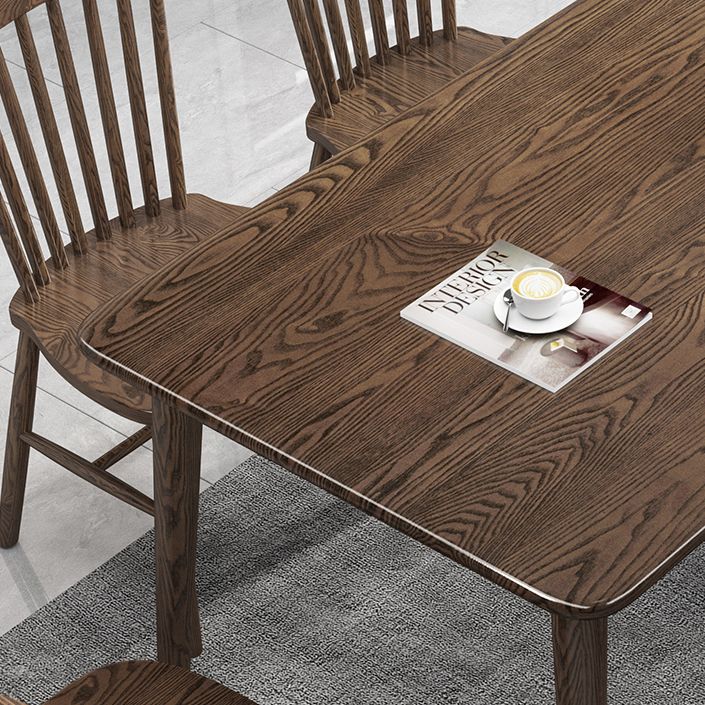 Dining Room Solid Wood Set Contemporary with Rectangle Table Dining Set with 4 Legs Base