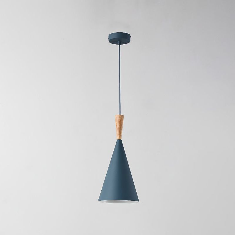 Geometry Drop Pendant Simplicity Metal 1-Light Dining Room Hanging Light Kit with Wood Cork