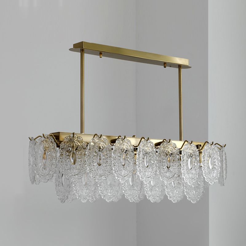 Metal Linear Island Pendant Lights Modern Style Glass Pendant Lighting for Kitchen Island