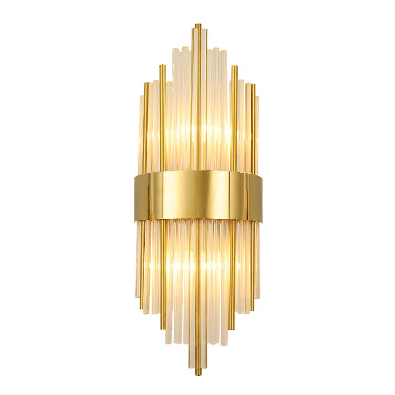 Unique Shade Crystal Wall Sconce Modern Style 2-Lights Wall Mount Light Fixture in Gold