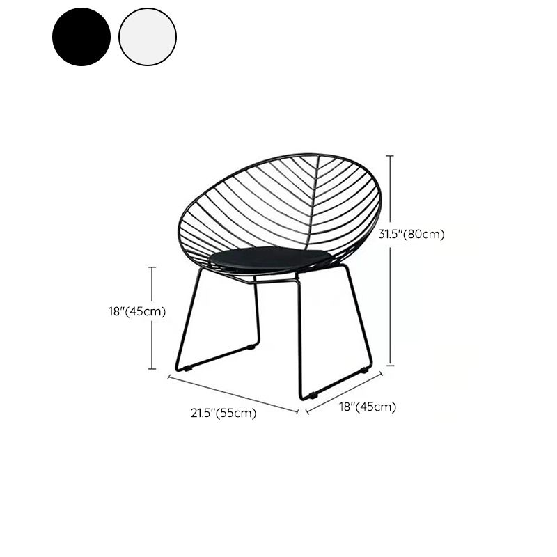 Metal Black/White Outdoors Dining Chairs Open Back Armed Chairs