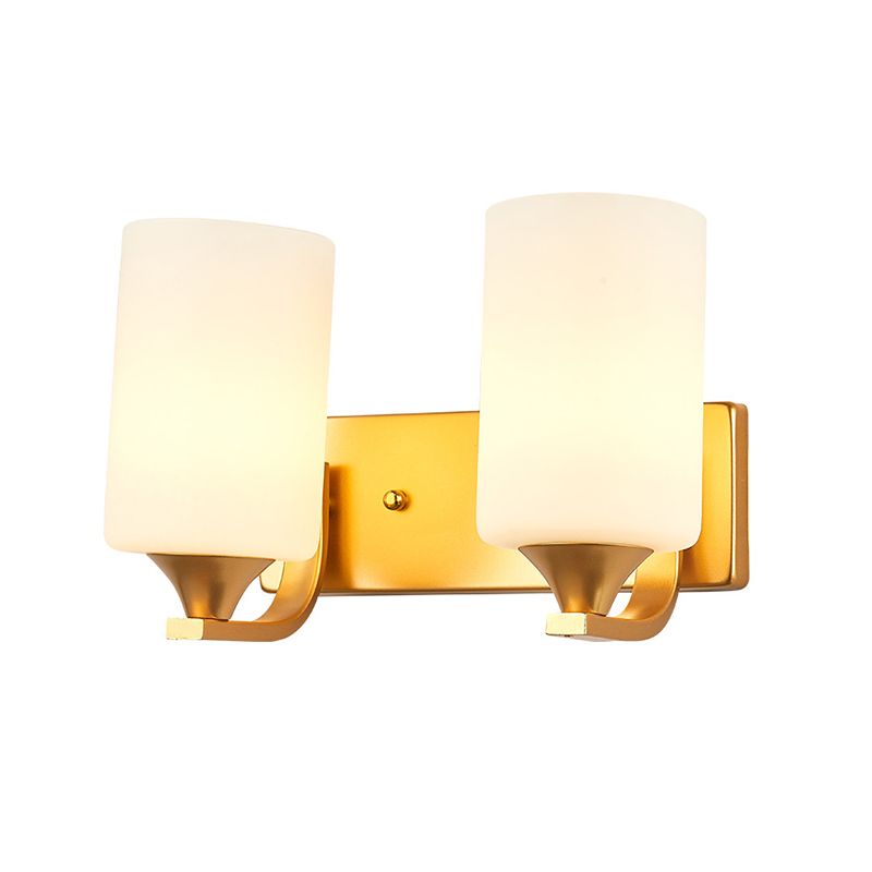 Modern Style Cylinder Shade Wall Light Glass Sconces for Bedroom