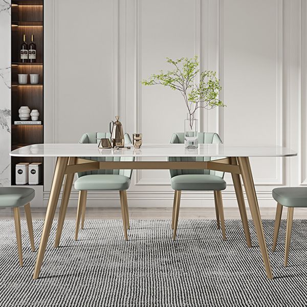 Eigentijdse eettafel Gesinterde stenen eettafel met 4 gouden poten
