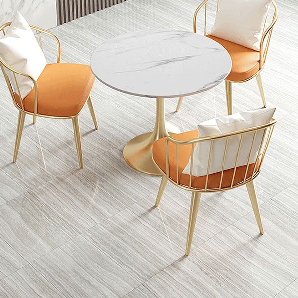 Glam Dinette Set with Metal Chairs 1/4/5 Pieces Glossy White Dining Table Set