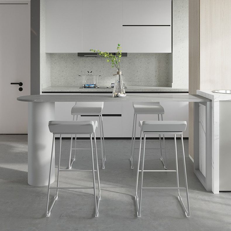 PU Leather Barstools Industrial Metal Armless Bar Stool with Footrest