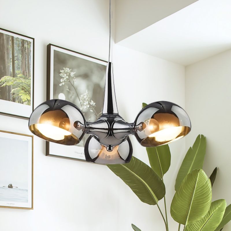 Ciotola cromata illuminazione per lampadario postmoderno 3/5 luci specchio a sospensione in vetro luce per sala da pranzo