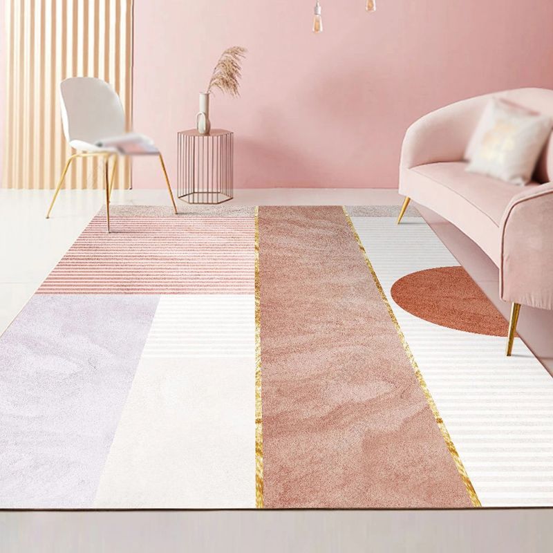 Orange Modern Rug Polyester Color Block Rug Non-Slip Backing Rug for Living Room