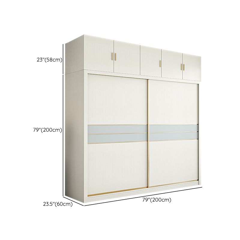 Contemporary Freestanding Wood Wardrobe Sliding Soft Close Doors in White