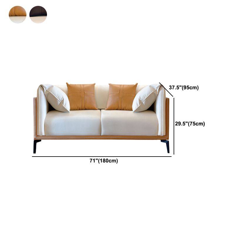 29.5" H Contemporary Faux Leather Pillow Top Arm Sofa for Living Room