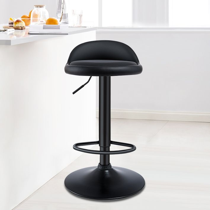 Black Modern Metal Bar Stool Adjustable Footrest Low Back Indoor Stool
