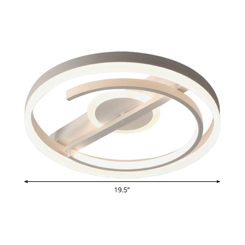 16"/19.5" Wide Circle Acrylic Ceiling Mounted Light Contemporary Black/White LED Flush Light in Warm/White/3 Color Light