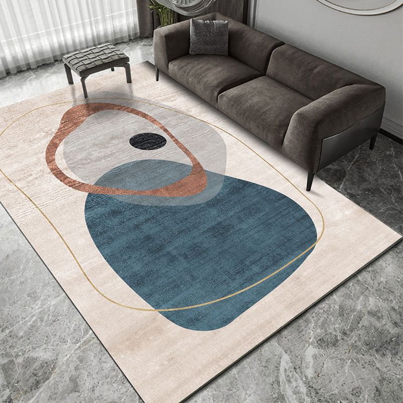 Modern Beige Rug Polyester Color Lump Rug Washable Rug for Living Room