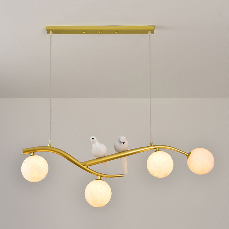 Modern Style Ball Shade Pendant Lighting 4-Lights Glass Hanging Lamp for Dining Room