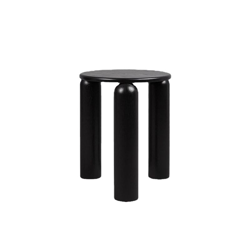 Nordic Side Table Round Solid Wooden End Table with Three Legs