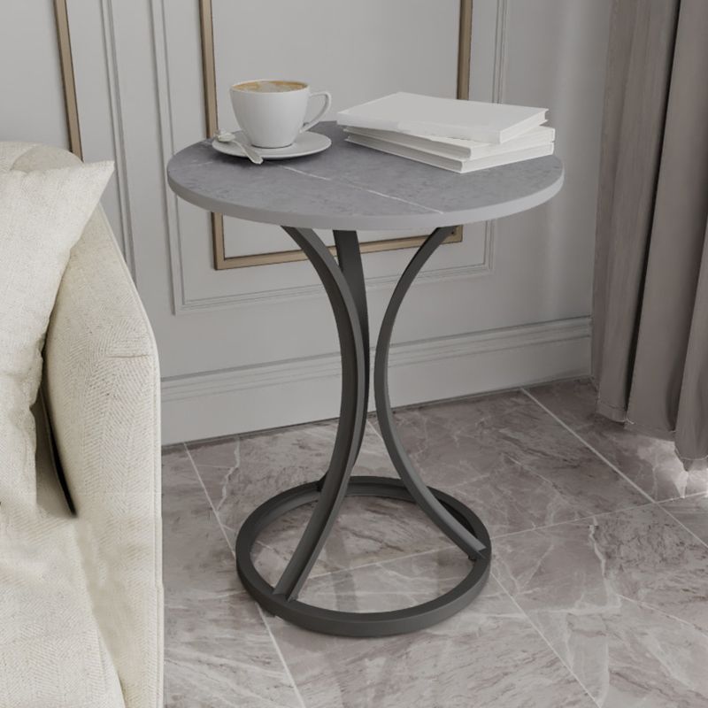 Modern Slate Round Side End Table Frame Base Type Sofa Table