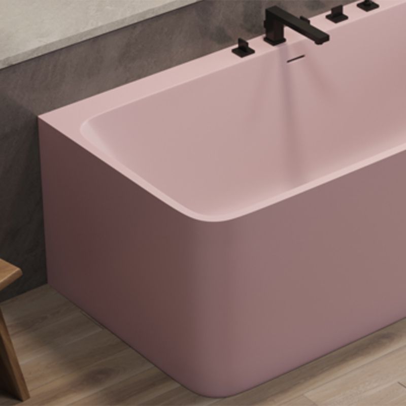 Modern Stone Soaking Bathtub Rectangle Back to Wall Bathtub With Faucet