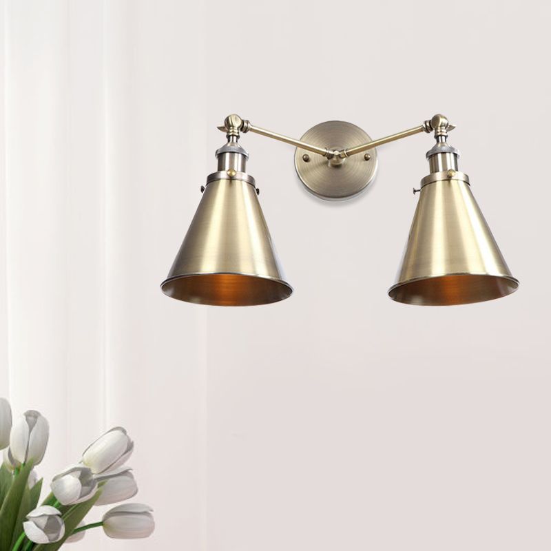 2 luces Maledro de metal Luz de pared Retro estilo negro/cobre Cobre Shade Restaurant Monte de montaje en la pared de la pared