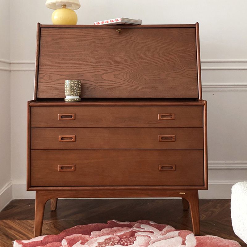 Mid-Century Modern Wood Accent Chest in Ash 46" Tall 5 Drawers Cabinet