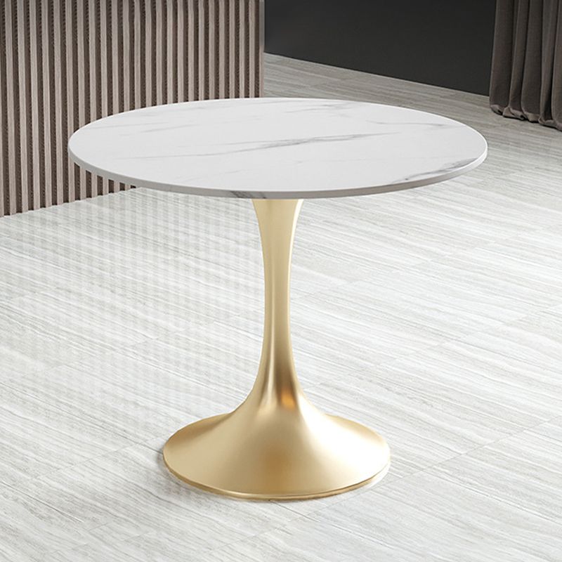 Round Traditional Luxury Dining Table White Stone Top Dinette Table