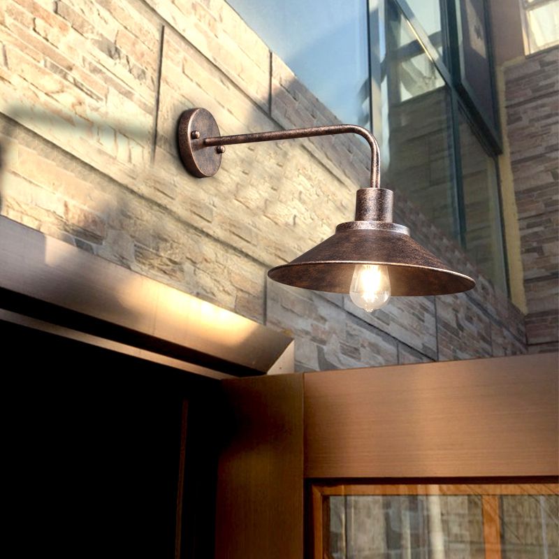 Vintage Conical Wall Mount Lighting 1 Bulb Metallic Wall Lamp Fixture for Outdoor