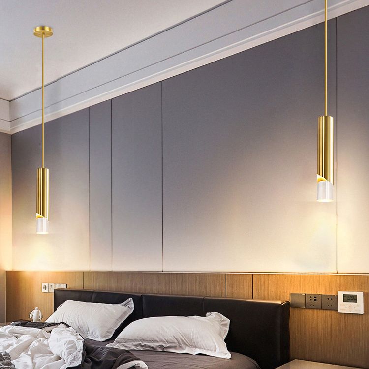 Acryl cilindrisch LED hanglamp in moderne creatieve stijl smeedijzeren hangende lamp voor slaapkamer