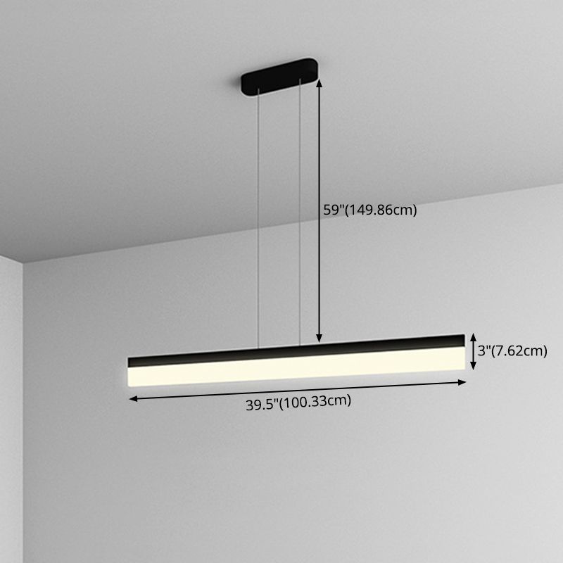 Linear Metal LED Island Light Fixture Modern Ceiling Pendant Light for Office