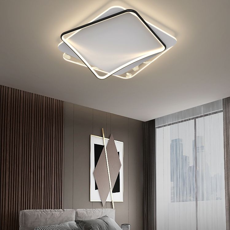 Minimalist Trendy Feather Ceiling Lamp Acrylic Bedroom LED Flush Mount Light Fixture