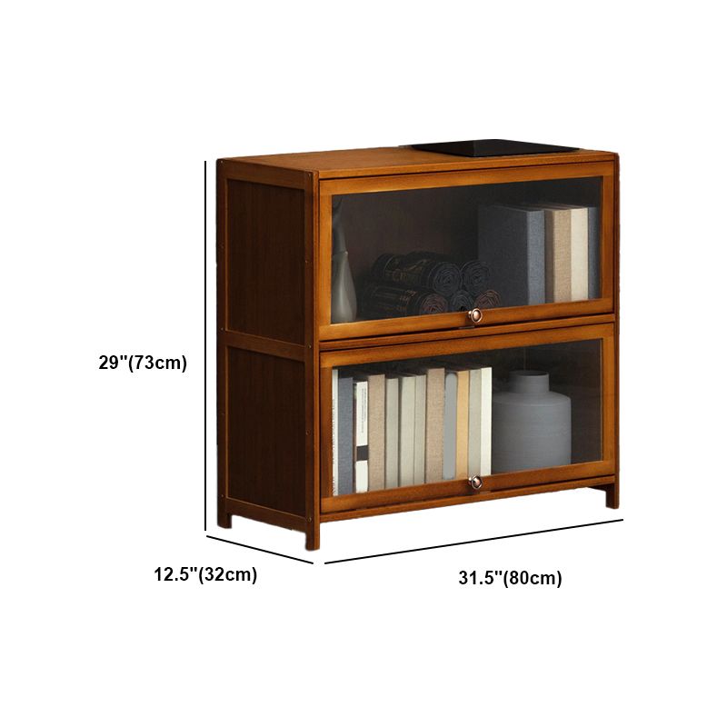 Modern Brown Book Shelf Bamboo Bedroom Shelf Bookcase with Cabinets