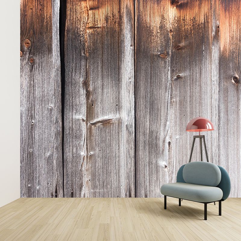 Wood Texture Wall Mural Industrial Style Mildew Resistant for Living Room