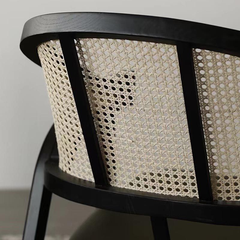Glam Rattan Dining Chairs Open Back Dining Side Furniture with Wood Legs in Matte Finish