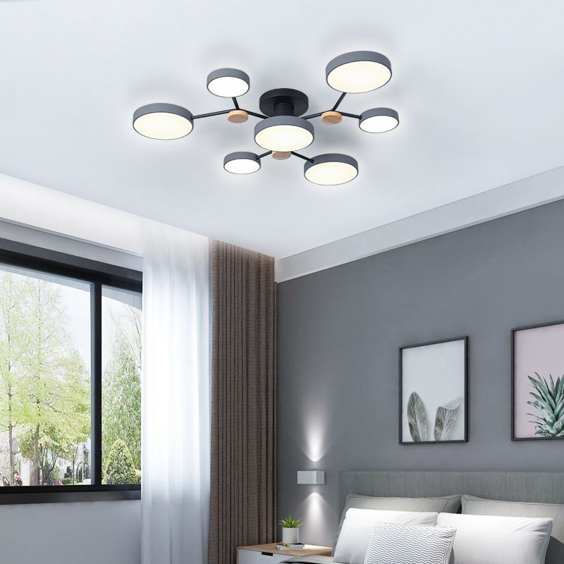 Multiple-Light Drum Flush Light Modern Metal Flush Mount Ceiling Light