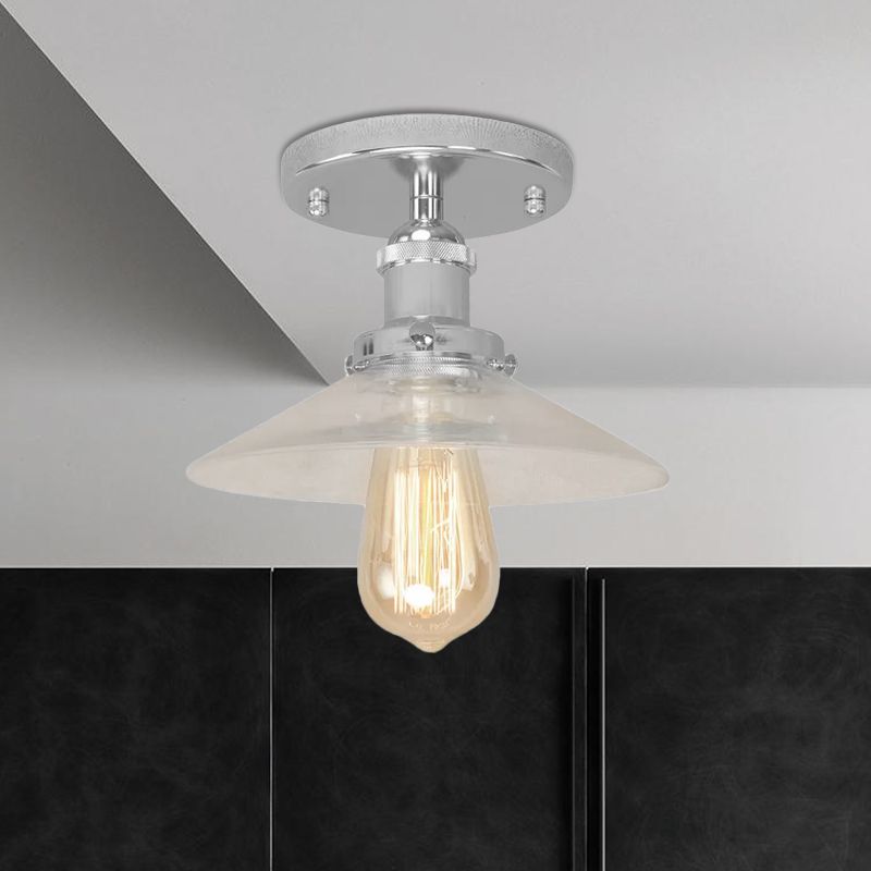Soucoupe en verre givré, éclairage semi-affleurant, luminaire de cuisine vintage à 1 ampoule, noir/laiton/cuivre
