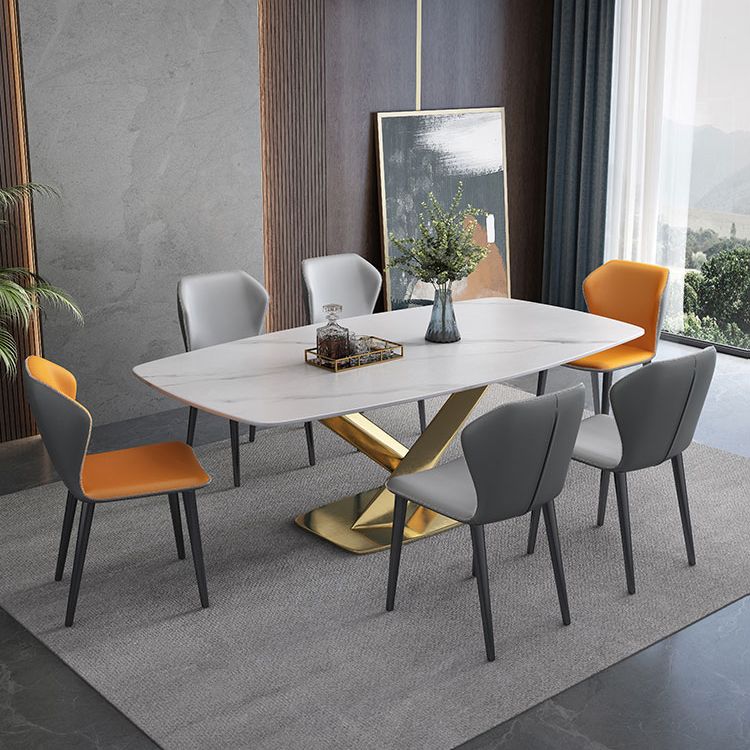 Glam Faux Leather Dining Chair Parsons Chair in Matte Finish for Brasserie