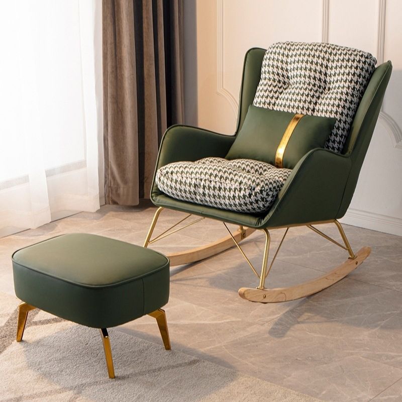 Modern Rocker Chair Upholstered Button-Tufted with Light Legs Glider