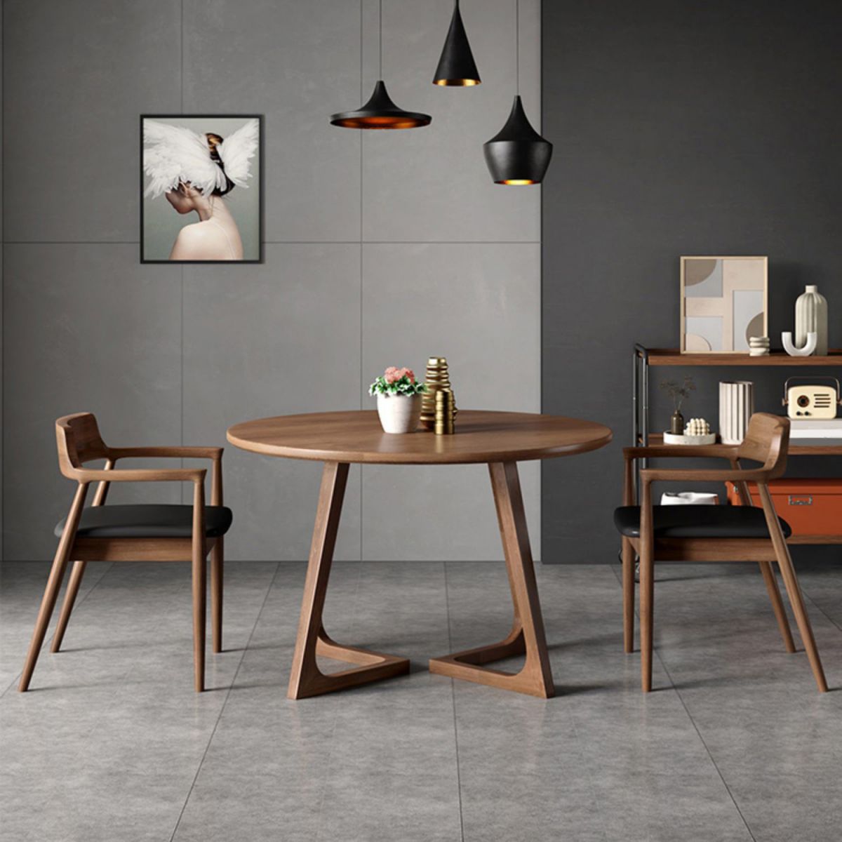 Contemporary Solid Wood Furniture 1/3/4/5 Pcs Dining Room Table Set in Brown