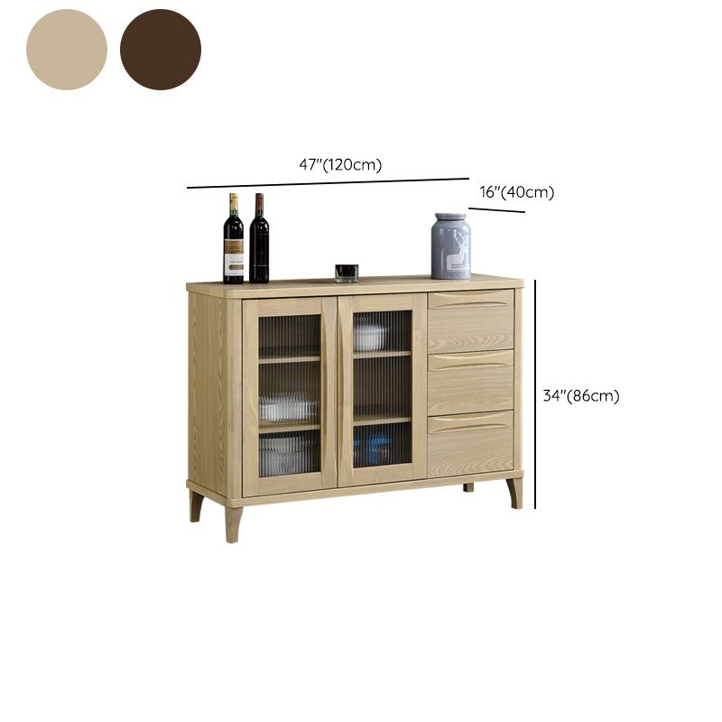 Modern Style Solid Wood Sideboard Cabinet with Doors and Drawers